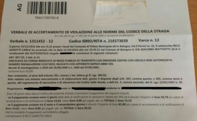 Sgombero De Maria. Multata sulla preferenziale:”Mi hanno detto di passare da lì”